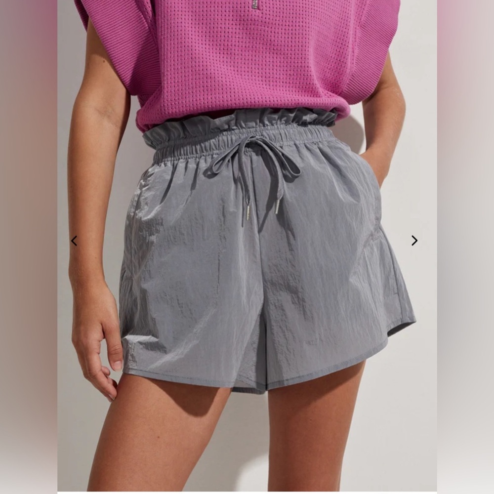 Varley Gray Athletic Shorts with Drawstring Waist